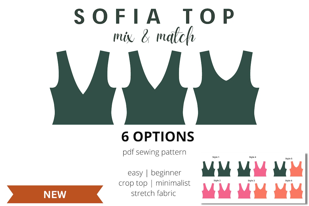 Easy Crop Top Sewing Pattern A4 Letter | Mix & Match | PDF Summer Top ...