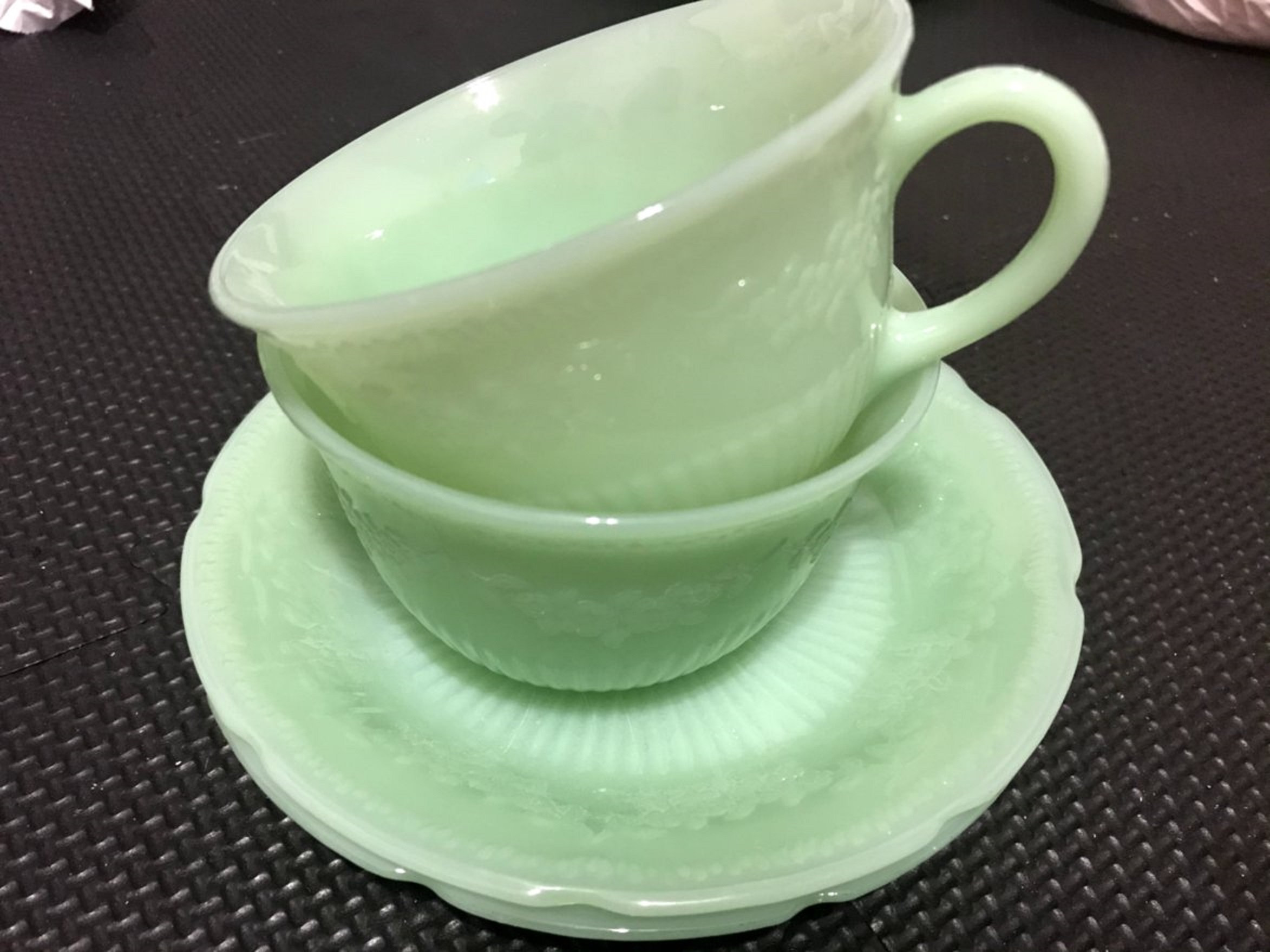 Vintage Fire King Jadeite Cup and Saucer Jadeite Alice price Etsy