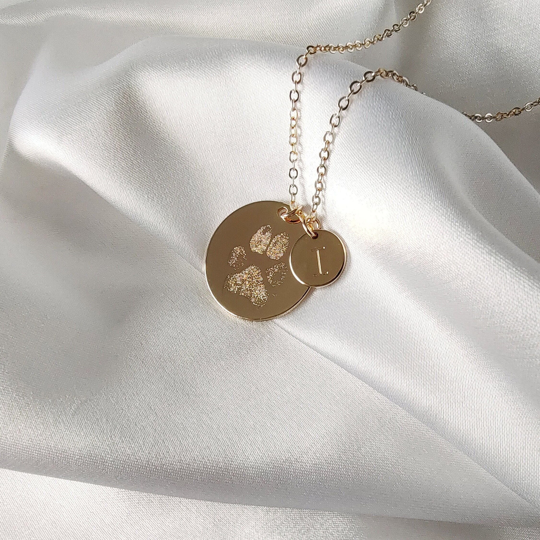Custom Made Gold Engraved Round Paw 