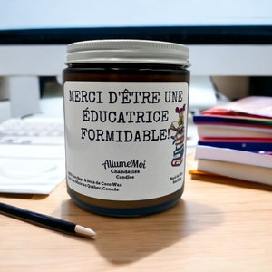 Cadeau Éducatrice, Cadeau Maternelle, Cadeau Enseignante Québec, Chandelle Soja, Chandelle Parfumée, Bougie personnalisée, AllumeMoi Candles