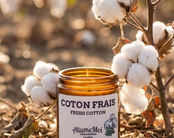 Fresh Cotton Candle - Clean Linen Scent - Soy Coconut Wax Candle - Handmade Relaxing Home Fragrance - Strong Scent Gift