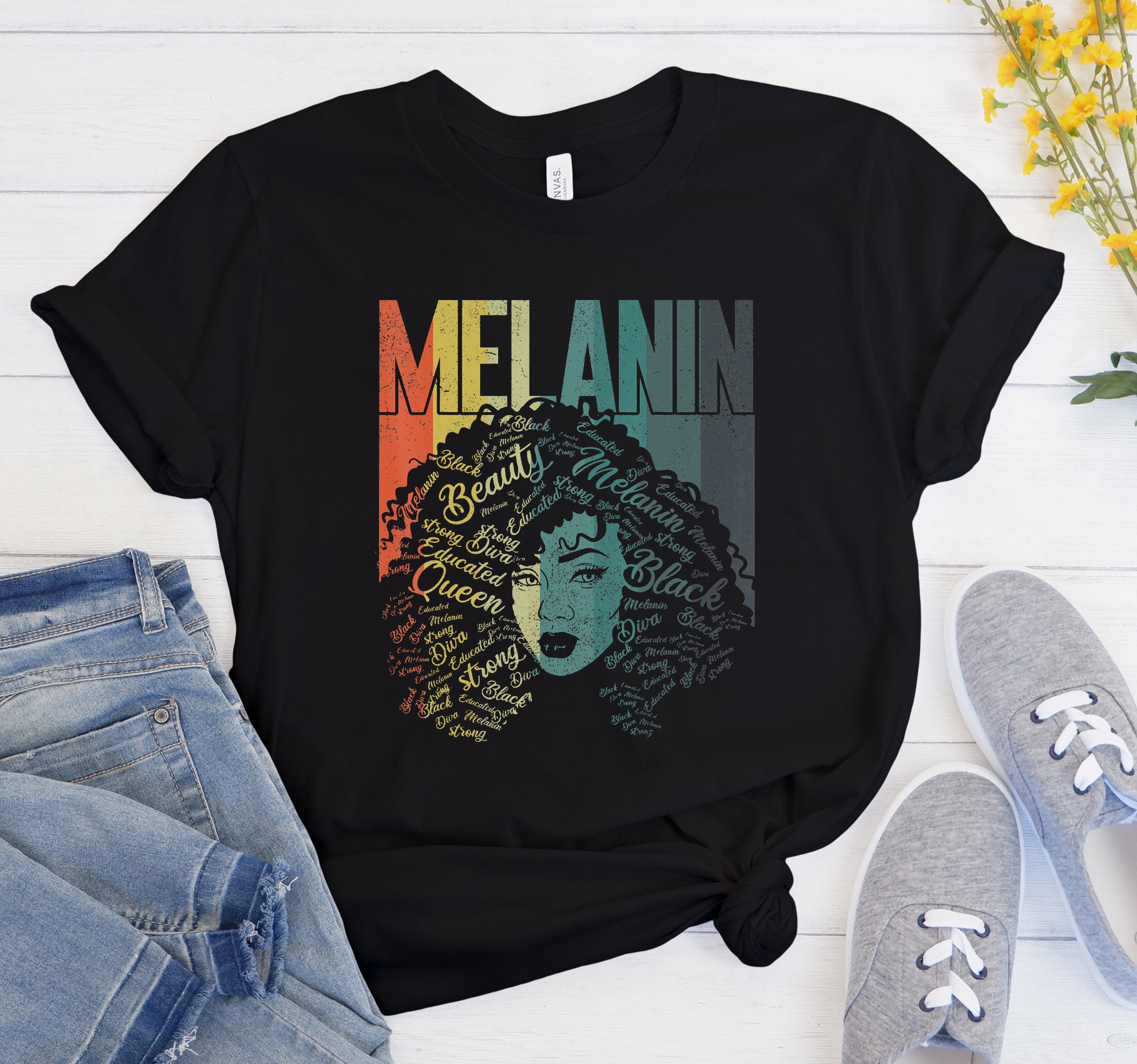 Melanin Black Girl Colored TShirt Black Life TShirt Woman Etsy