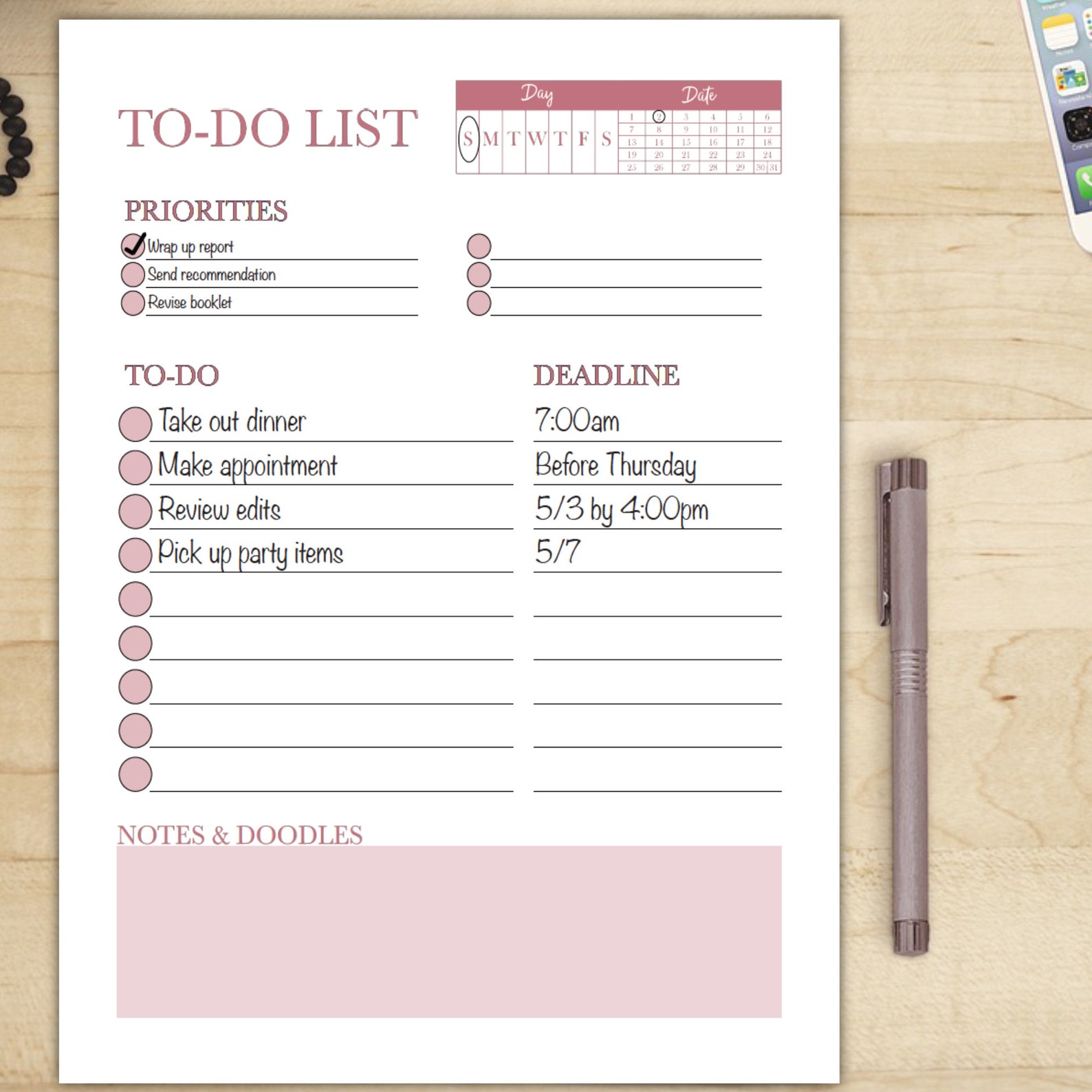 To Do List Printable Template Notepad Page Download Etsy