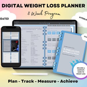 Weight loss planner digital download, Fitness Journal, Healthy Meal Planner, Digital Downloads Planner, Healthy Eating Tracker