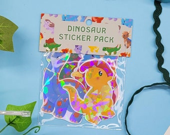 Dinosaur Sticker pack, holographic dinosaur die cut stickers, cute dinosaurs