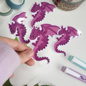 Cute Dragon Sticker, Purple Dragon Planner Sticker