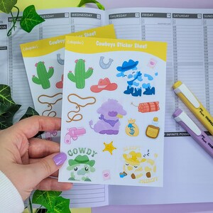 Cowboys Sticker Sheet, Cute Cows Planner Sticker Sheet for Journalling