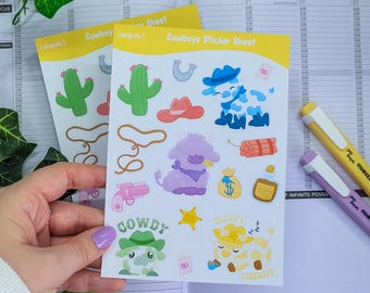 Cowboys und Kühe Sticker Blatt
