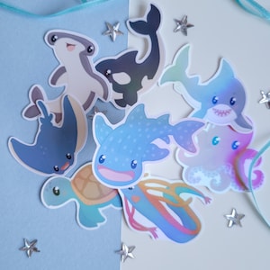 Underwater Stickers, holographic Ocean themed stickers