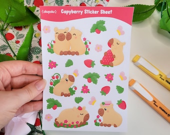 Capyberry Sticker sheet, Cute planner sticker sheet