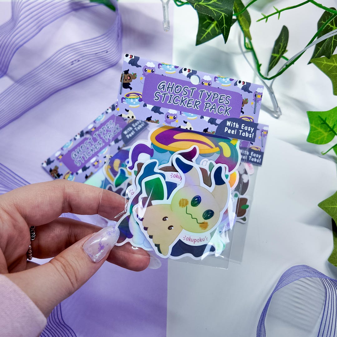 Pocket Type Sticker Ghost Type Sticker Pack - Holographic Pocket Monster Stickers - Etsy
