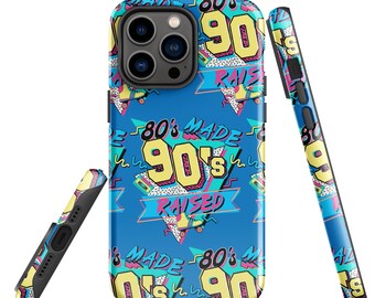 Funda dura para móvil celular iPhone 80s made 90s raised