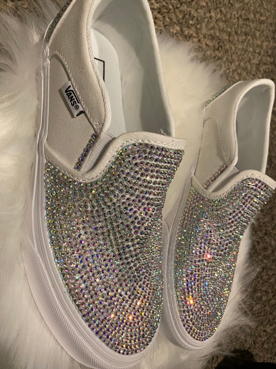 bedazzled white vans