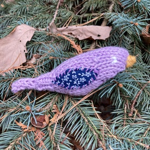 Purple Knitted Bird Ornament