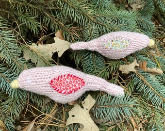 Pink Knitted Bird Ornament