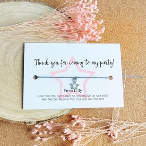 Personalizado Gracias por venir a mis pulseras de fiesta, Rellenos de bolsas de fiesta, Pulsera de encanto, Pulsera de deseo de cumpleaños, Pulsera de amistad