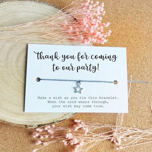 Gracias por venir a mi / nuestra fiesta Pulseras, Rellenos para bolsas de fiesta, Pulsera de dijes, Pulsera de deseos de cumpleaños, Pulsera de la amistad