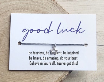 Personalized Good Luck Star Wish Bracelet: GCSE's, U14 U16 Finals, Sats, School leaver gift