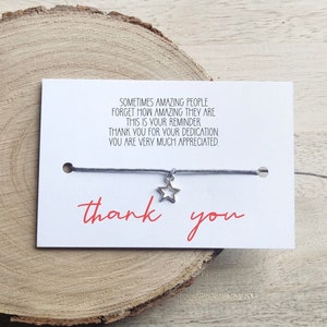 Arbeit Freundschaft Armband Danke Geschenk Wunsch Armband, Danke Wunsch Armband, String Sterne Schmuck, Kleinigkeit für A TEAM Mitglieder