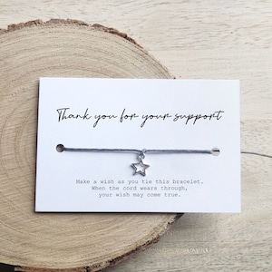 Gracias por su apoyo, regalo para el cuidador, maestro, pulsera Pide un deseo, regalo de amistad para recaudar fondos, bolsa de regalos, amigo invisible