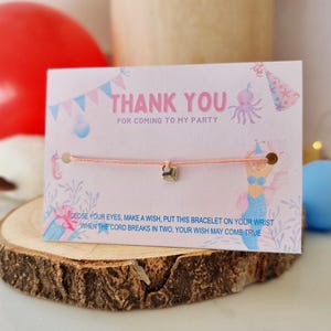Personalisierte Danke für Ihren Besuch meine Party Taschenfüller, Rosa Meerjungfrau Thema Karte mit Bettelarmband, Geburtstag Freundschaftsarmband 002