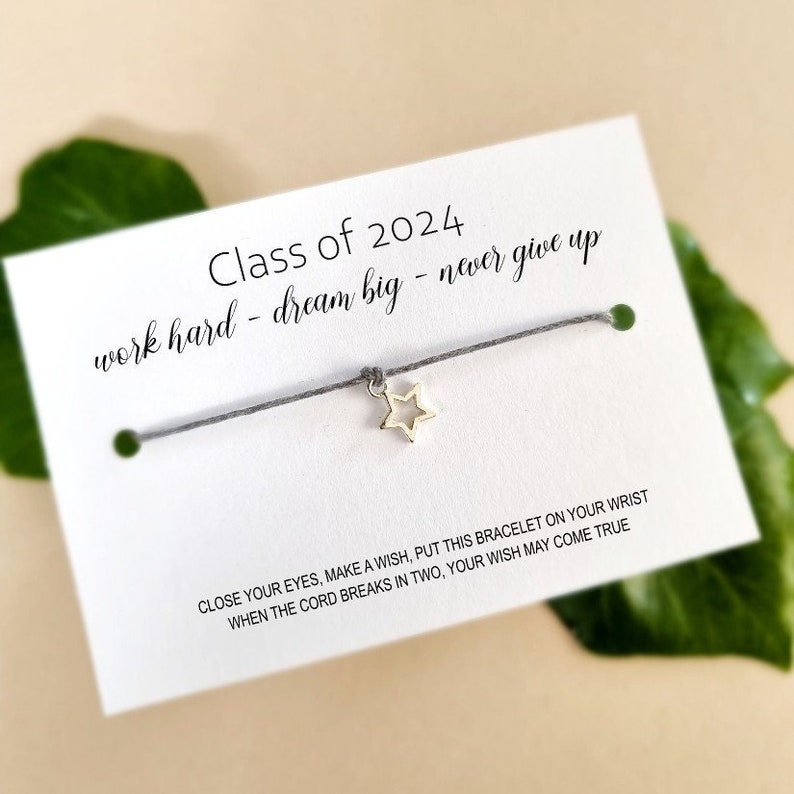 Class of 2024 School Leavers Gift. Shine Like a Star Wish Bracelet Card ...