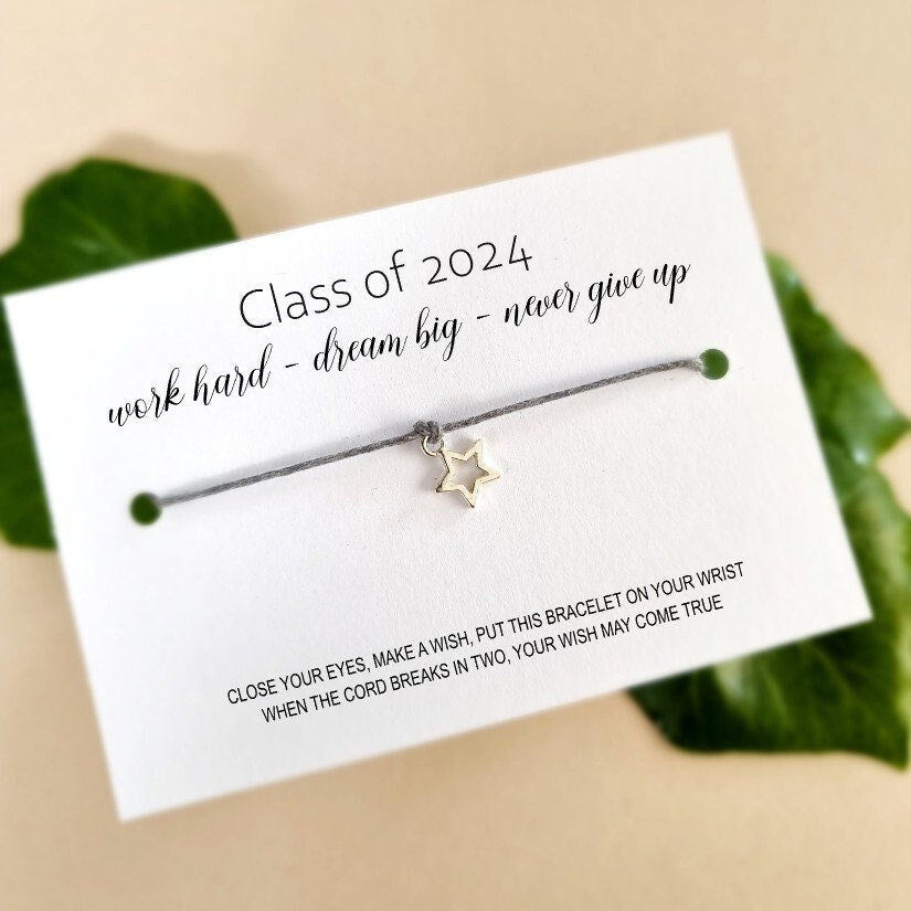 Class of 2024 School Leavers Gift. Shine Like a Star Wish Bracelet Card ...
