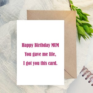 Tarjeta de cumpleaños, molesta, tarjeta divertida para mamá, tarjeta de cumpleaños para madre