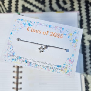 Gepersonaliseerd cadeau voor schoolverlaters uit 2025. Shine like a star wensarmbandkaart, cadeau voor studenten, leerlingen van groep 6 en 11 gcse