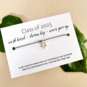 Cadeau personnalisé pour les jeunes de la promotion 2025. Brillez comme une étoile, bracelet de souhaits, cadeau pour étudiants, décrocheurs de 11e année gcse