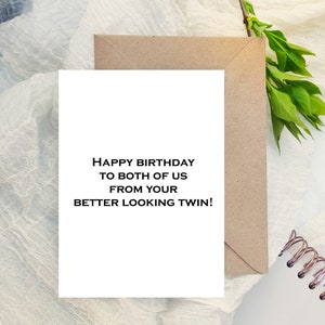 Carte d'anniversaire, carte ennuyeuse et drôle pour un frère jumeau, une soeur jumelle, carte d'anniversaire de frère jumeau