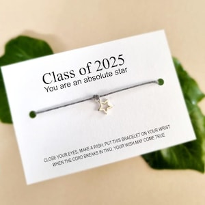 Klasse van 2025 schoolverlaters cadeau. Shine like a star Wensarmbandkaart, cadeau voor studenten, jaar 11-verlaters