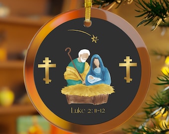 Glass Ornament Orthodox Nativity Scene
