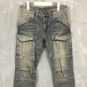 Japanese Brand Rupert Multi Pocket Jeans Slim Denim Jeans Streetwear Men Designer Biker Denim Waist 32