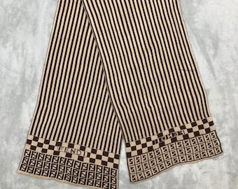 Bufanda vintage con monograma de Fendi, bufanda de Fendi, bufanda para el cuello, calentador de cuello, bufandas de diseñador, bufandas de lujo para hombres y mujeres