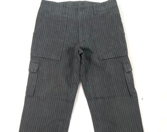 Japan Hickory Striped Cargo Pants Work Pants Workwear Streetwear Pants Utility Pants Men Waist 30