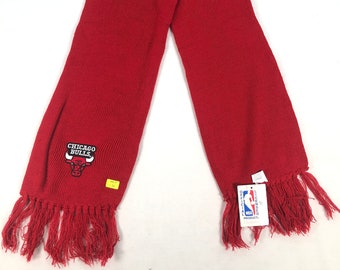 Vintage Chicago Bulls Wool Muffler Scarf Chicago Bulls Red Scarves Neckwarmer Neckscarf Basketball Sportswear Made in usa Gifts