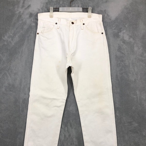 Vintage Wrangler White Jeans Wrangler Denim Jeans Men Retro Classic Regular Fit Waist 33