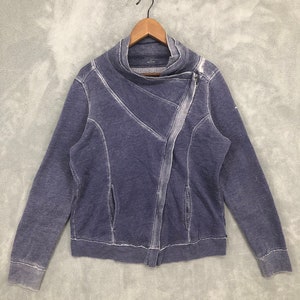 Calvin Klein Faded Blue Zipper Sweatshirt - Double Collar, Size L