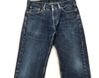 Vintage LEVIS 505 Blue Jeans, Levis 505 men jeans, Distressed jeans, Dark wash jeans, Waist 33