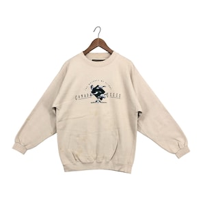 Vintage 90s Canada Geese Embroidered Logo Sweatshirt Canada Geese Crewneck Pullover Sweater Animal Goose Duck Wildlife Unisex Size M