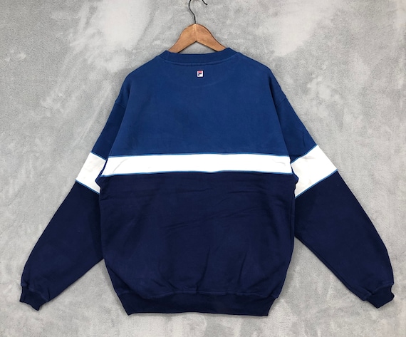 Fila Striped Embroidered Logo Sweatshirt Fila Crewneck Fila Sports Casual Wear Men Women Size L Etsy
