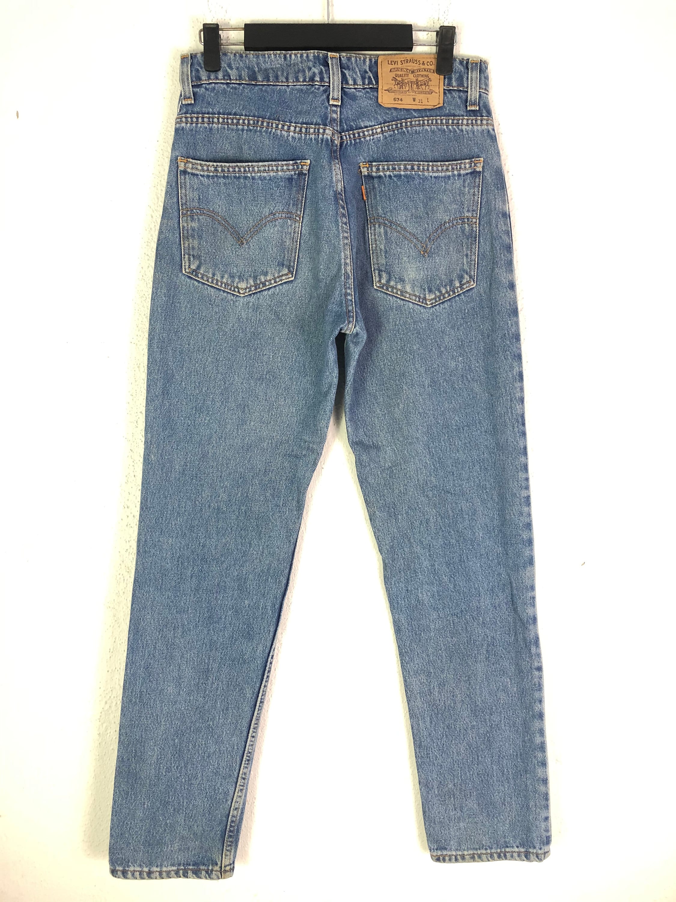Vintage LEVIS 674 Orange Tab Jeans, Levis Blue, Denim, Levis uomo