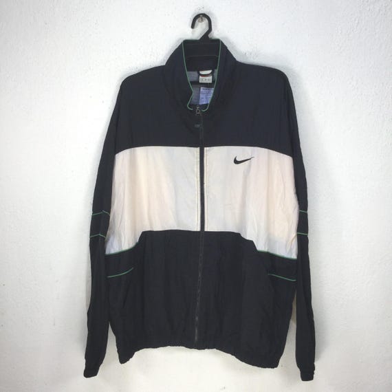 Vintage Nike Big Swoosh Windbreaker Track Top Black White Vintage Nike Big Swoosh Windbreaker Track Top Black White