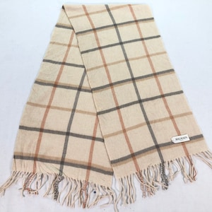 Vintage Balmain Paris Check Wool  Scarf Muffler Designer Neck Scarf Neck Warmer Women Men Gift Winter Fashion