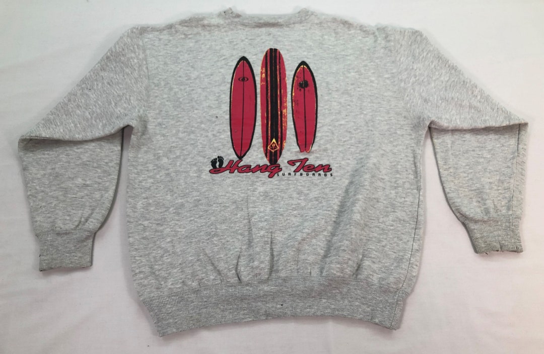 Vintage HANG TEN Surfboard Logo Sweatshirt, Surfing Crewneck, Hang Ten