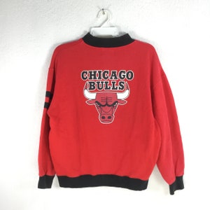 Vintage Chicago Bulls Track Top For Women Basketball Zipper Sweater Red Sportswear Size L
