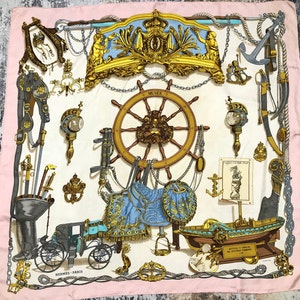 Vintage Hermes Paris Baroque Silk Scarf Hermes Neck scarf Neckwear Head Scarf Shawl Wrap  Designer Scarves Luxury Gifts Men Women