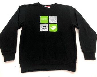 Sudadera negra de cuello redondo Kaepa para mujer, estilo deportivo, estilo urbano, cómoda, talla L