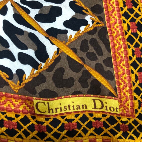 Christian Dior Authentic Vintage Silk Scarf Leopa… - image 2